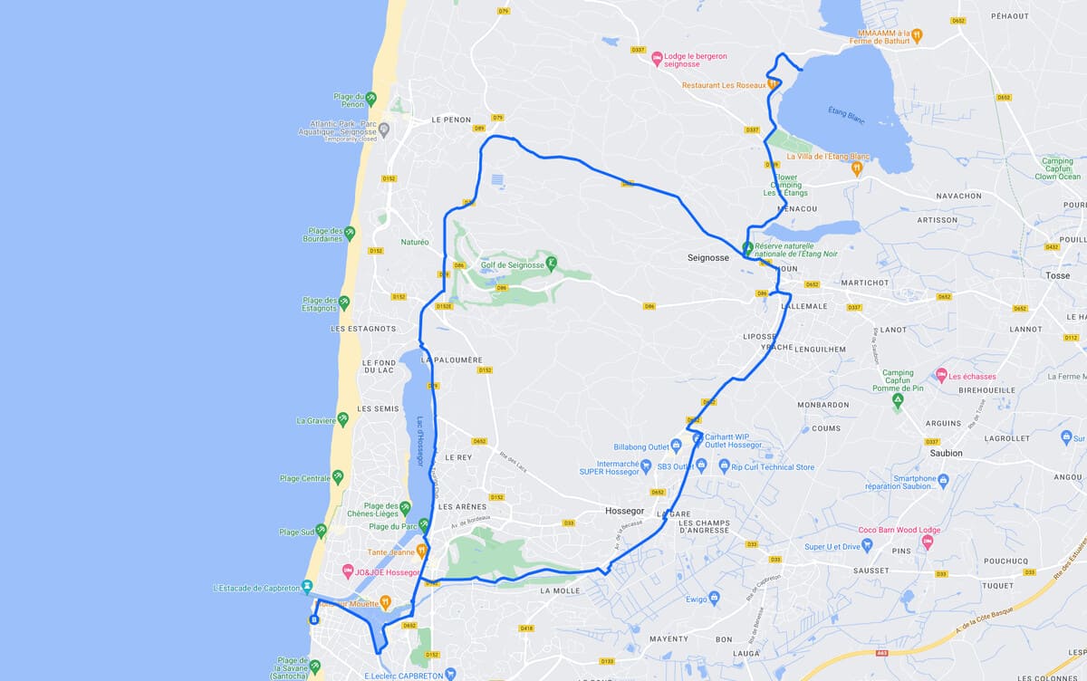 Paseo en bicicleta por el lago del Etang Blanc